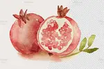 طرح آبرنگی میوه انار