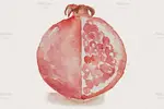 طرح آبرنگی میوه انار