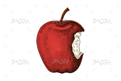 طرح نقاشی سیب قرمز گاز خورده