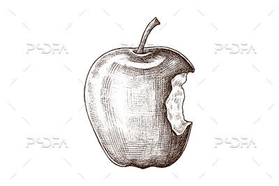 طرح نقاشی سیب قرمز گاز خورده