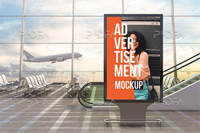 موکاپ بیلبورد تبلیغاتی در پیاده‌رو شهری
