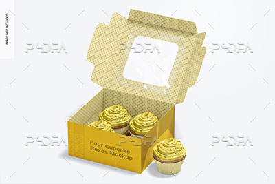 موکاپ کارتن و جعبه کاپ کیک