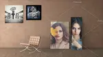 موکاپ لایه باز قاب عکس و تخته شاسی بر روی دیوار