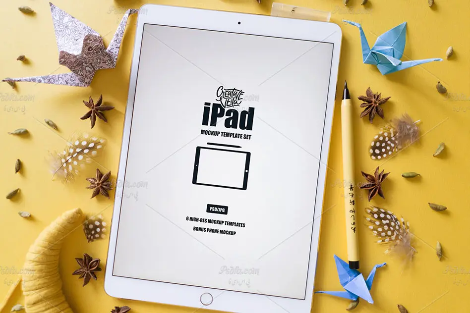 پیش نمایش و موکاپ تبلت آپد - iPad Mockup Scenes |🔥کد فایل 22936