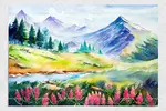 تصویر آبرنگی از طبیعت فصل بهار