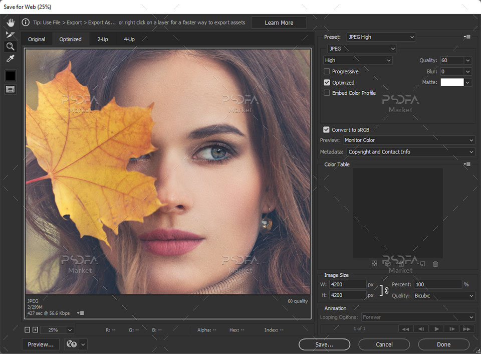 آموزش کم کردن حجم تصاویر بدون افت کیفیت در نرم افزار فتوشاپ کم کردن حجم تصاویر بدون افت کیفیت